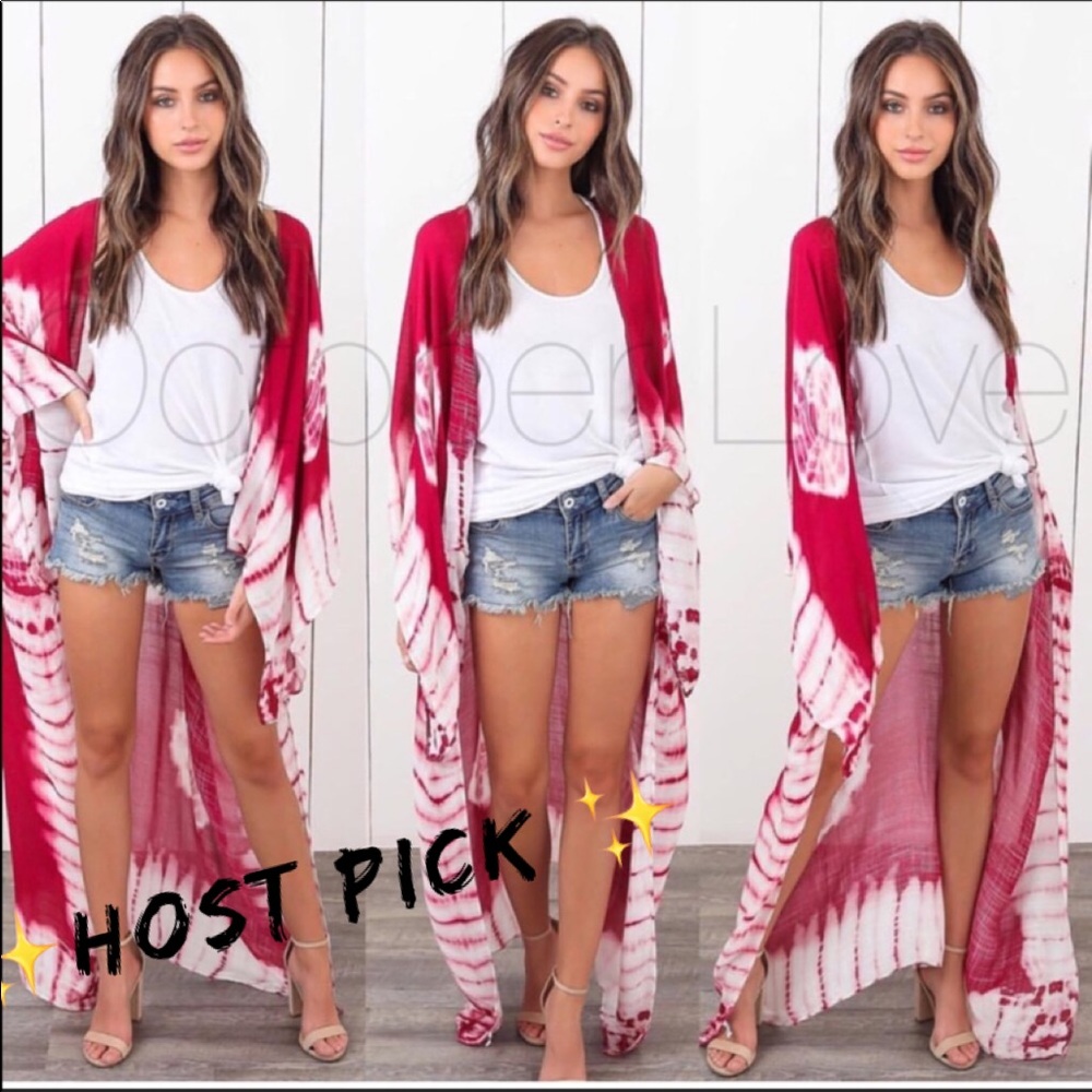 ✨HOST PICK PRICE FIRM TIE DYE KIMONO WRAP BERRY